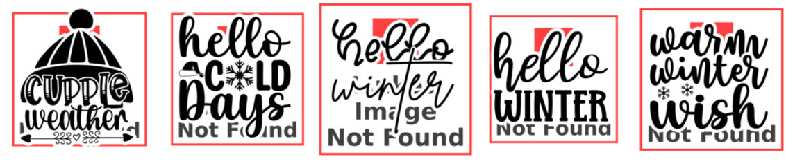 Minimalist Winter Sticker Design Bundle Calligraphic Lettering, Phrases Set Vector Illustration for Icon, Vouchers, Poster