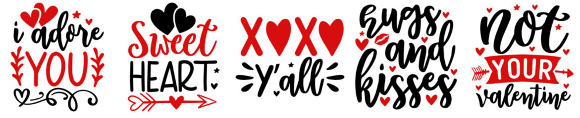 Modern Valentines Design Bundle Invitation, Hand Lettering Collection Vector Illustration for Postcard, Advertisement, Newsletter