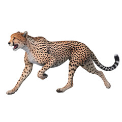 a sleek cheetah mid-run, isolated transparent background