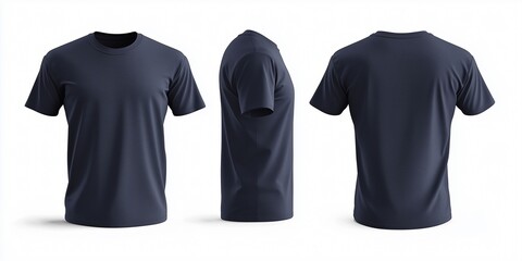 Black t shirt mock up isolated on white background front and back view