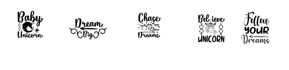 Vibrant Unicorn Quotes Bundle Labels And Badges, Hand Lettering Set Vector Illustration for Printing Press, Magazine, Motion Graphics