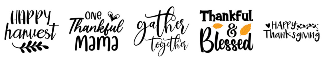 Decorative Thanksgiving Design Bundle Invitation, Quotes Set Vector Illustration for Newsletter, Advertisement, Printing Press