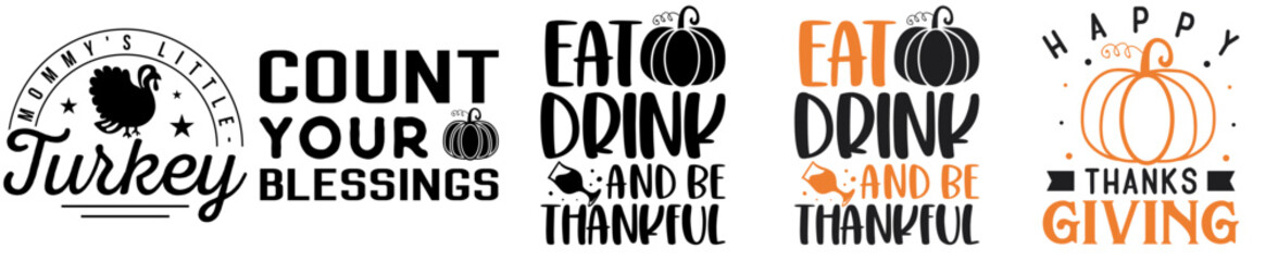 Classic Thanksgiving Bundle Hand Lettering, Phrases Bundle Vector Illustration for Printing Press, Poster, Announcement