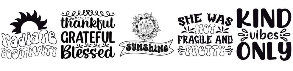 Modern Sun Flower Design Bundle Labels And Badges, Inscriptions Pack Vector Illustration for Book Cover, Wrapping Paper, Brochure