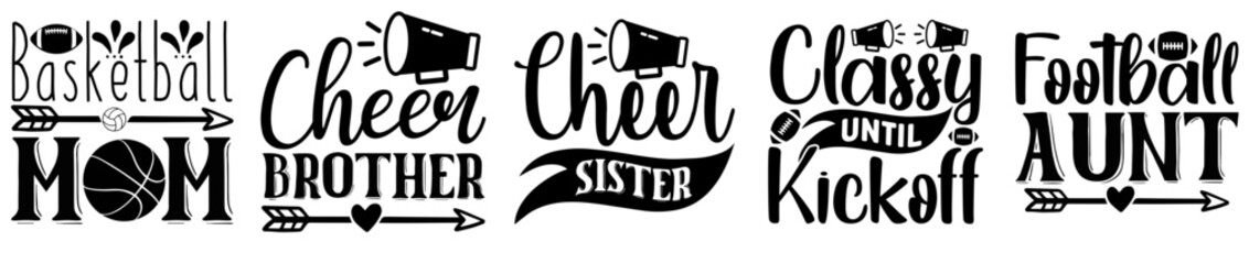 Simple Sports Bundle Invitation, Hand Lettering Bundle Vector Illustration for Book Cover, Printable, Poster