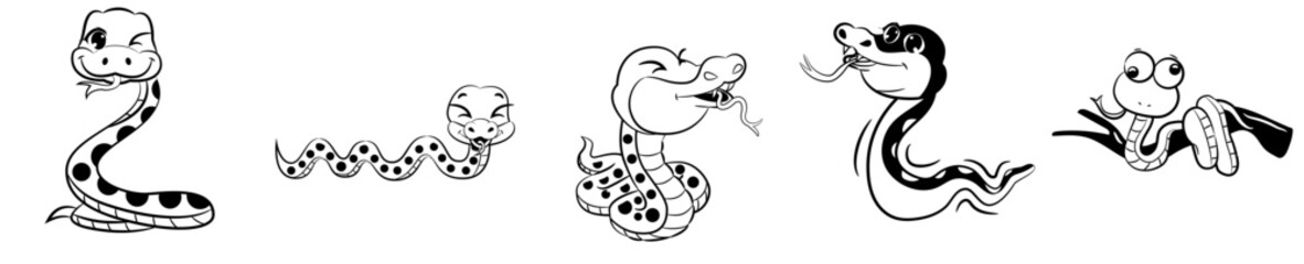 Minimalist Snake Bundle Phrases, Labels And Badges Collection Vector Illustration for Brochure, Gift Card, Poster