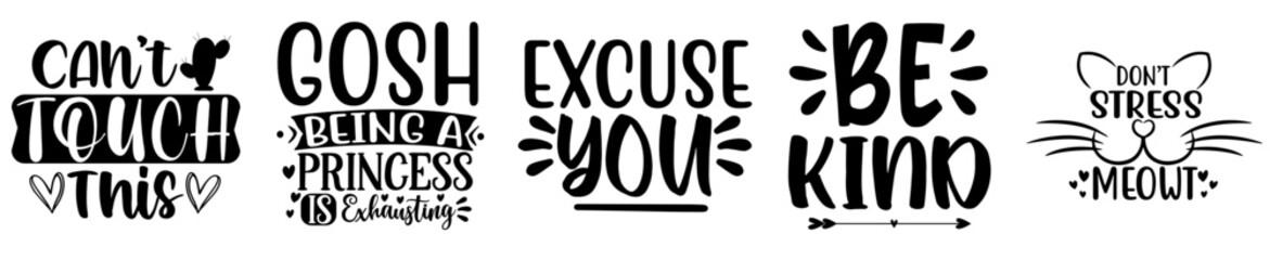 Creative Sarcastic Bundle Sarcastic Quotes Inscriptions, Typographic Emblems Set Vector Illustration for T-Shirt Design, Motion Graphics, Packaging