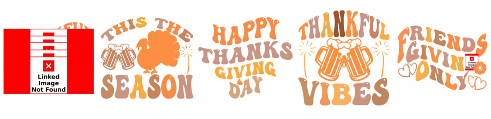 Creative Retro Thanksgiving Bundle Phrases, Typography Collection Vector Illustration for Motion Graphics, Stationery, Logo