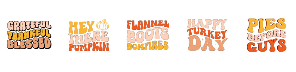 Classic Retro Thanksgiving Bundle Typographic Emblems, Trendy Retro Style Illustration Bundle Vector Illustration for Presentation, Wrapping Paper, Advertising © David