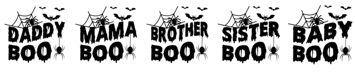 Decorative Retro Halloween Bundle Calligraphic Lettering, Typography Pack Vector Illustration for Motion Graphics, Postcard, Flyer