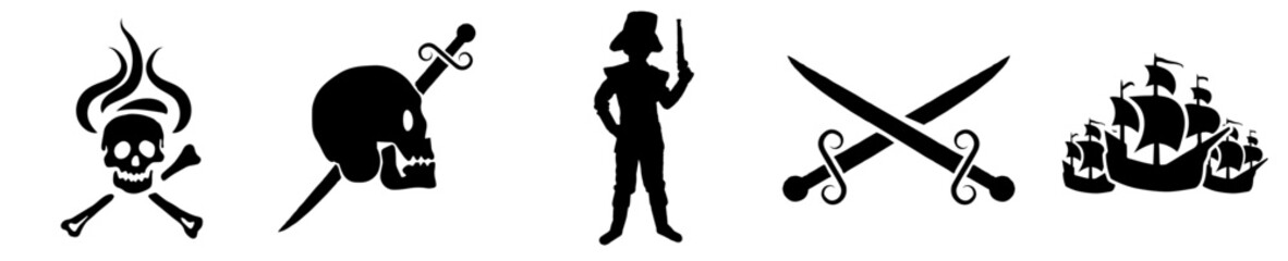 Simple Pirate Bundle Labels And Badges, Calligraphy Collection Vector Illustration for Vouchers, Motion Graphics, T-Shirt Design