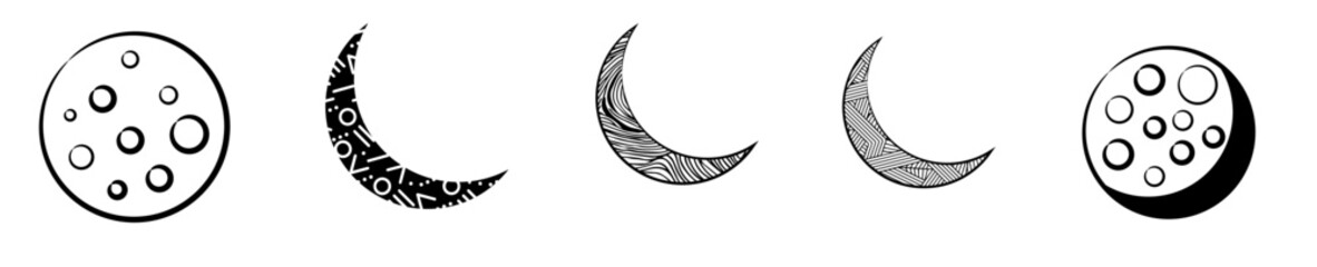 Creative Moon Bundle Calligraphic Lettering, Labels And Badges Set Vector Illustration for Presentation, Vouchers, Flyer