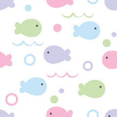 cute fish under the sea seamless pattern design for background, wallpaper, textile design, fabric, blanket, blanket for kids, card, carpet, wrapping paper, notebook , diary cover, decoration and etc.