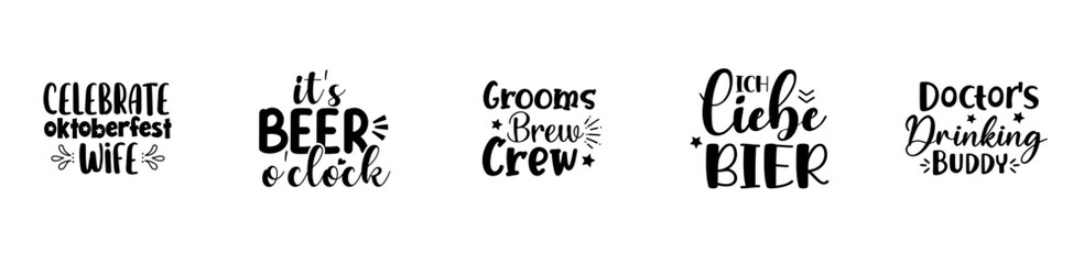 Classic Oktoberfest Bundle Typography, Quotes Collection Vector Illustration for Postcard, Label, Printing Press