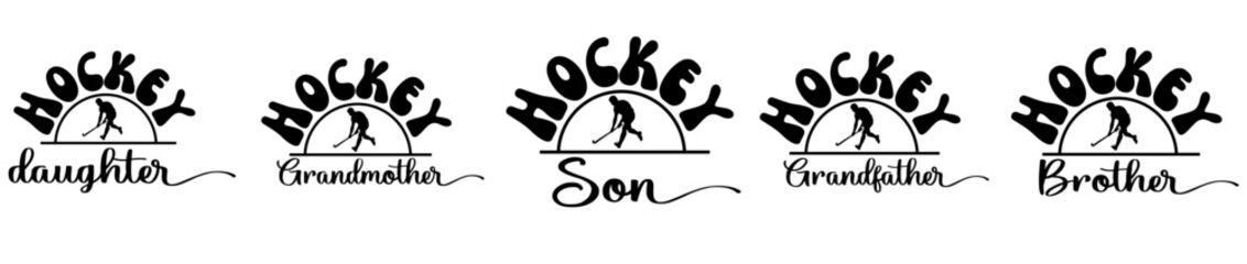 Creative Hockey Design Bundle Invitation, Typography Bundle Vector Illustration for Mug Design, Social Media Post, Label