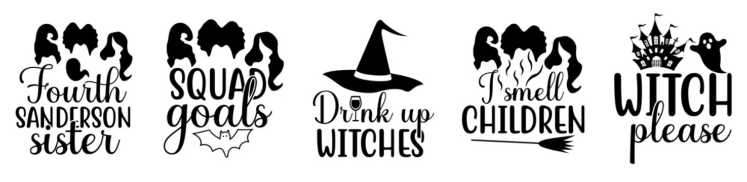 Minimalist Hocus Pocus Bundle Typographic Emblems, Typography Collection Vector Illustration for Presentation, Flyer, Stationery