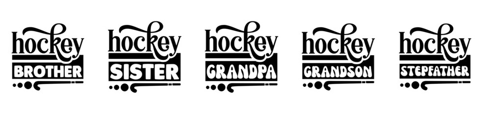 Minimalist Hockey Bundle Phrases, Inscriptions Pack Vector Illustration for Brochure, Advertisement, Gift Card