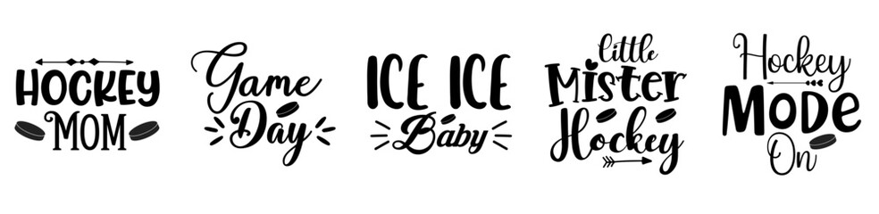 Classic Hockey Bundle Typography, Inscriptions Pack Vector Illustration for Packaging, Label, Vouchers