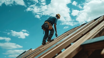 Construction Worker on a Roof