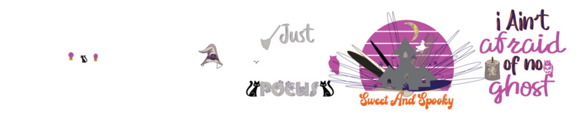 Minimal Halloween Design Bundle Calligraphic Lettering, Phrases Collection Vector Illustration for Newsletter, Advertising, Presentation