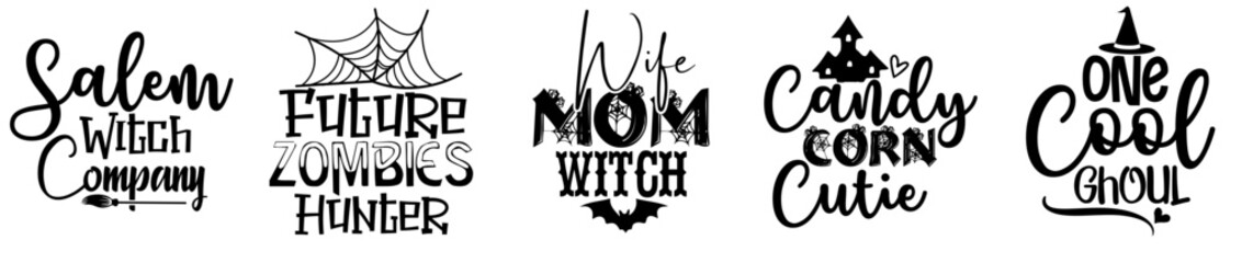 Decorative Halloween Bundle Typography, Phrases Collection Vector Illustration for Brochure, Flyer, Announcement