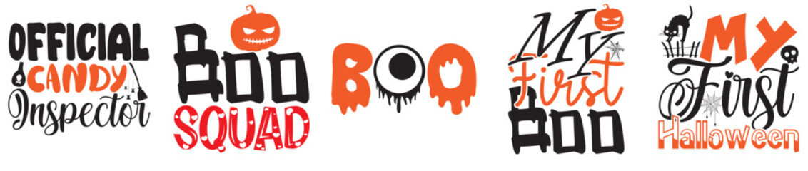 Decorative Halloween Bundle Labels And Badges, Phrases Collection Vector Illustration for Flyer, Poster, Banner