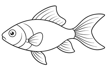 Goldfish line art isolated on a white background 
