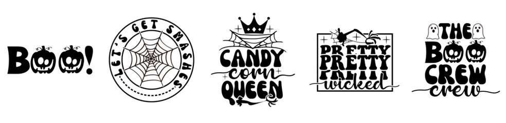 Creative Halloween Bundle Phrases, Typography Collection Vector Illustration for Infographic, Banner, Social Media Post