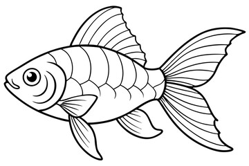 Goldfish line art isolated on a white background 
