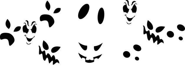 Elegant Halloween Ghost Face Vector Typography, Invitation Set Vector Illustration for Gift Card, Vouchers, Brochure