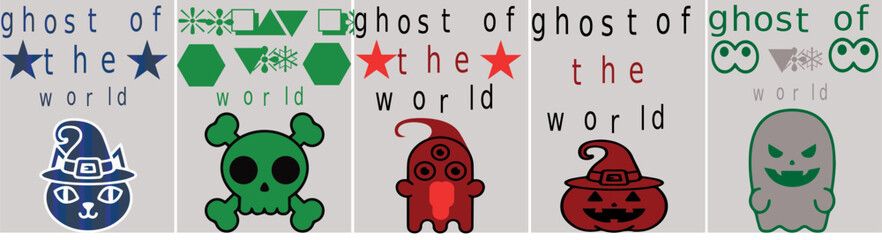 Minimalist Ghost Tshirt Design Bundle Phrases, Typographic Emblems Pack Vector Illustration for Logo, Vouchers, Newsletter