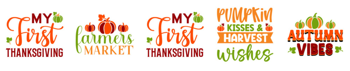 Minimal Fall Bundle Pumpkin Phrases, Calligraphy Set Vector Illustration for Printing Press, Brochure, Logo