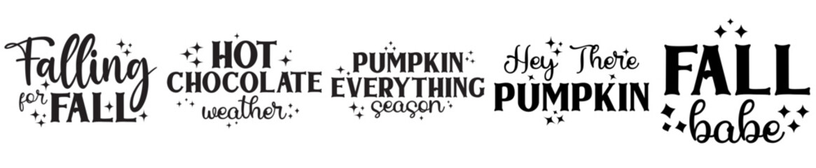 Decorative Fall Quotes Bundle Hand Lettering, Phrases Bundle Vector Illustration for Book Cover, Infographic, Poster
