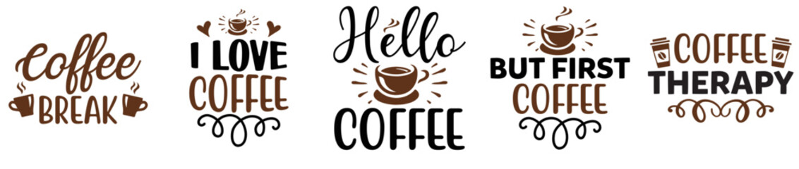 Vibrant Coffee Design Bundle Inscriptions, Calligraphic Lettering Pack Vector Illustration for Label, Gift Card, Decal