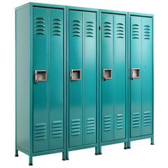 Teal Metal School Lockers Isolated on White