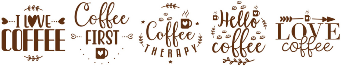 Minimalist Coffee Bundle Phrases, Calligraphy Pack Vector Illustration for Banner, Label, Advertising