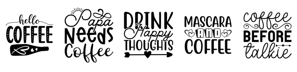 Creative Coffee Bundle Labels And Badges, Typography Set Vector Illustration for Printing Press, Gift Card, Stationery