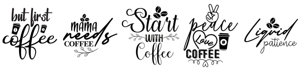 Classic Coffee Bundle Calligraphic Lettering, Labels And Badges Pack Vector Illustration for Brochure, Decal, Flyer