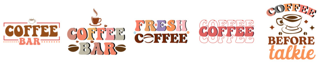 Classic Coffee Quotes Retro Design Quotes, Calligraphy Bundle Vector Illustration for Advertising, Stationery, Presentation