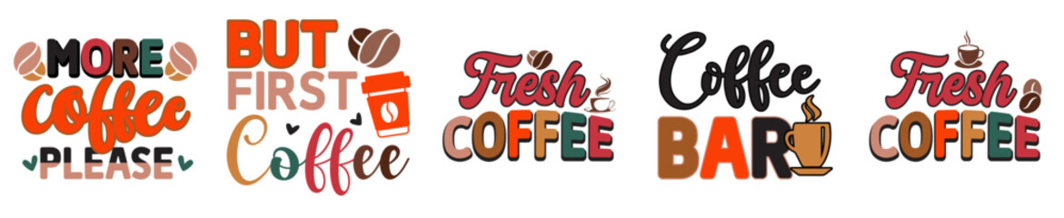 Vibrant Coffee Calligraphic Lettering, Hand Lettering Pack Vector Illustration for Advertising, Magazine, Announcement