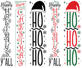 Creative Christmas Vertical Sign Bundle Phrases, Labels And Badges Collection Vector Illustration for Icon, Presentation, Flyer
