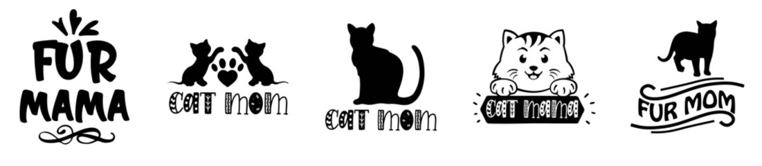 Decorative Cat Bundle Labels And Badges, Calligraphy Pack Vector Illustration for Magazine, Book Cover, Advertisement