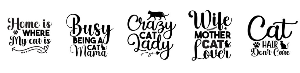 Vibrant Cat Bundle Labels And Badges, Inscriptions Pack Vector Illustration for Greeting Card, Wrapping Paper, Presentation