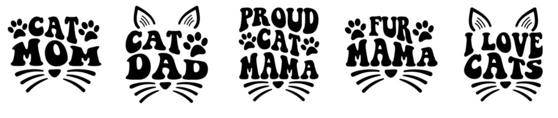 Minimal Cat Quotes Bundle Calligraphy, Calligraphic Lettering Pack Vector Illustration for Poster, Presentation, Printing Press