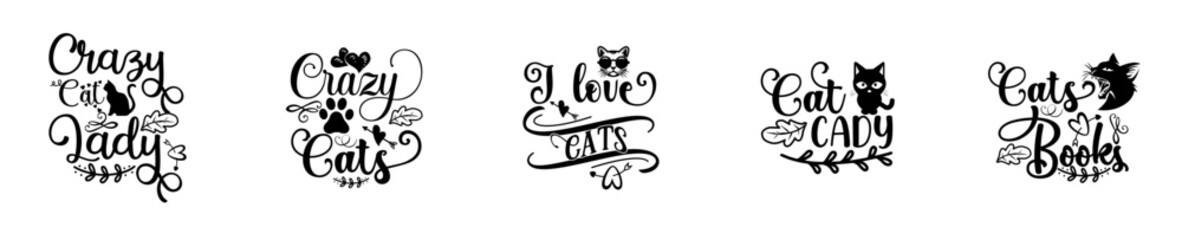 Classic Cat Design Cat Bundle Cat Quotes, Labels And Badges Bundle Vector Illustration for Stationery, Sticker, Presentation