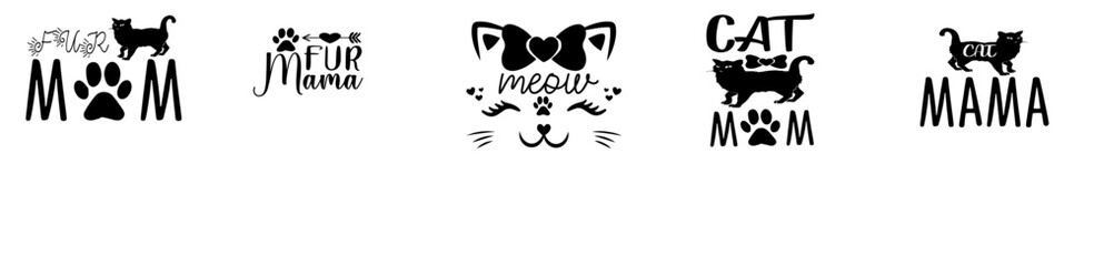 Simple Cat Quotes Bundle Calligraphic Lettering, Hand Lettering Set Vector Illustration for Book Cover, Advertising, Social Media Post