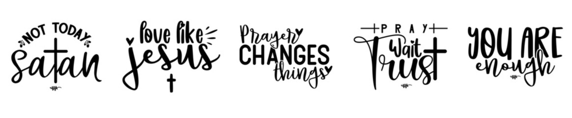 Creative Bible Verse Bundle Trendy Retro Style Illustration, Typographic Emblems Bundle Vector Illustration for Presentation, Gift Card, Label