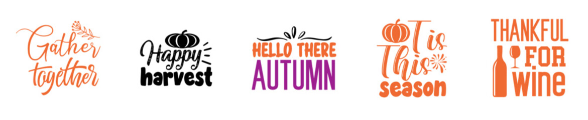 Modern Big Fall Bundle Inscriptions, Calligraphy Bundle Vector Illustration for Icon, Holiday Cards, Wrapping Paper