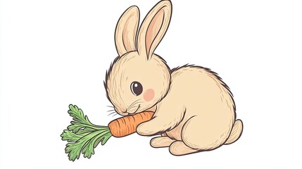 Obraz premium A Cute Cartoon Bunny Holding a Carrot