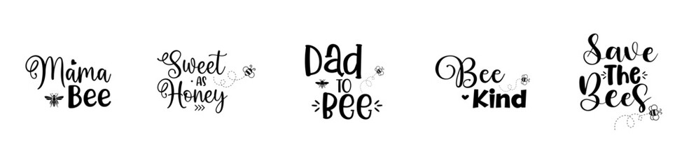 Vibrant Bee Bundle Labels And Badges, Inscriptions Collection Vector Illustration for Book Cover, Label, Gift Card